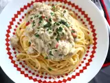 Recept Špageti z jajčevci carbonara