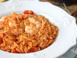Recept Orzo testenine s paradižnikom in kozicami, pripravljene kot rižota