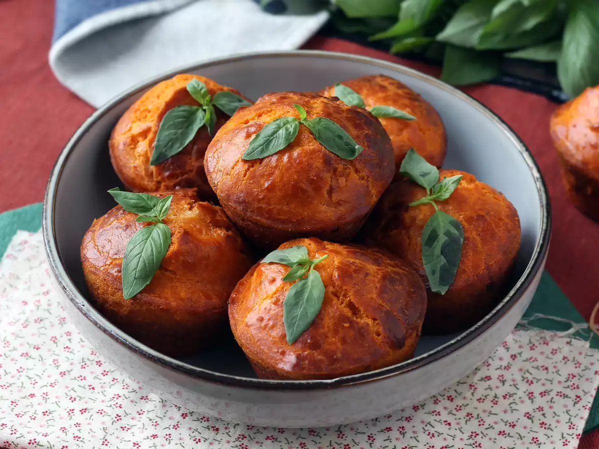 Recept Paradižnikovi mafini s topljivim srcem mocarele