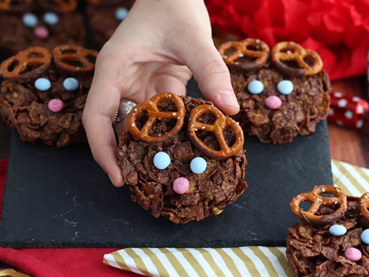 Recept Božični jelenčki iz čokoladnih koruznih kosmičev