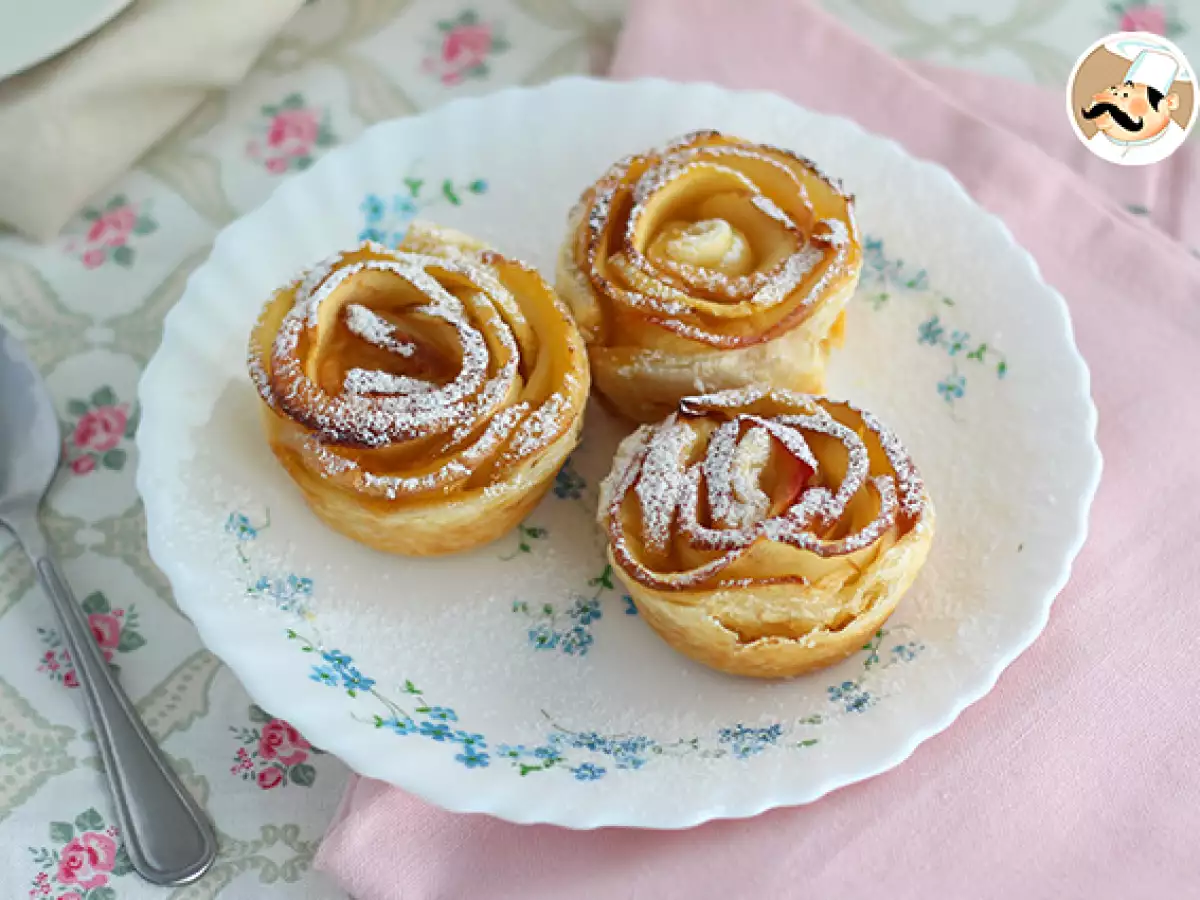 Recept Jabolčne rožice iz listnatega testa