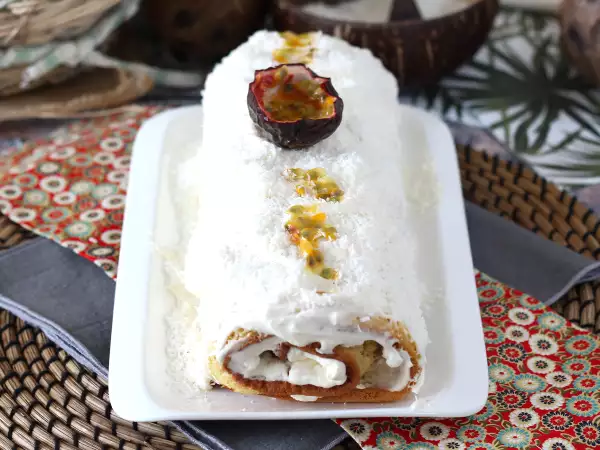Recept Kokosov zavitek s pasijonko, kot nalašč za yule log