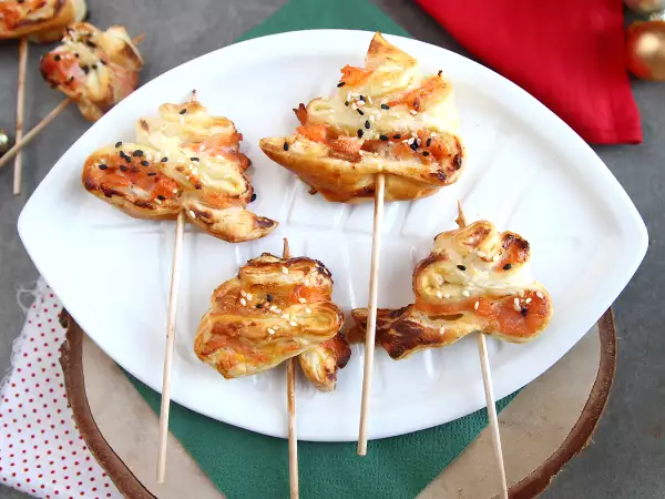 Recept Ele iz listnatega testa z dvema vrstama lososa