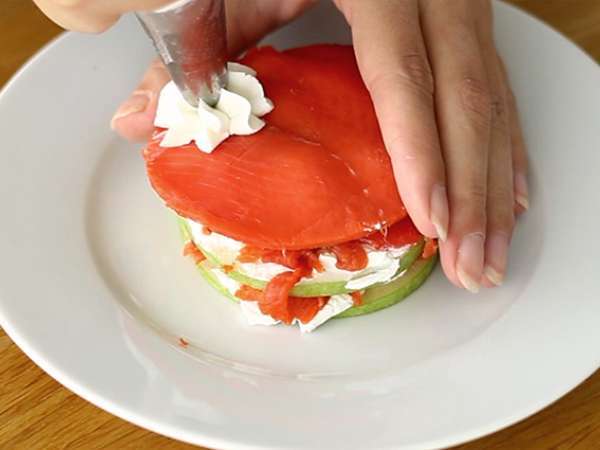Lososov mille feuille z zelenim jabolkom - Priprava korak 5