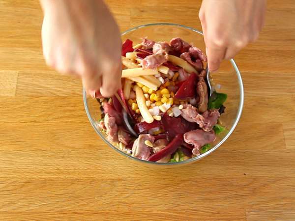 Solata Landaise s foie gras (solata Perigord) - Priprava korak 3