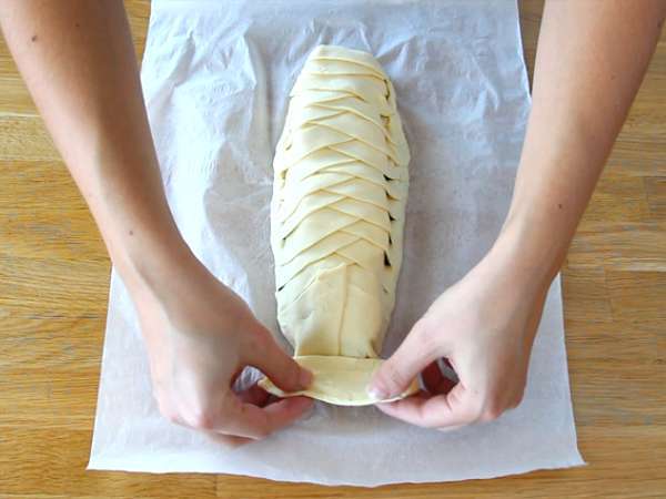 Riba v skorjici iz listnatega testa s špinačo in sirom mocarela - Priprava korak 4