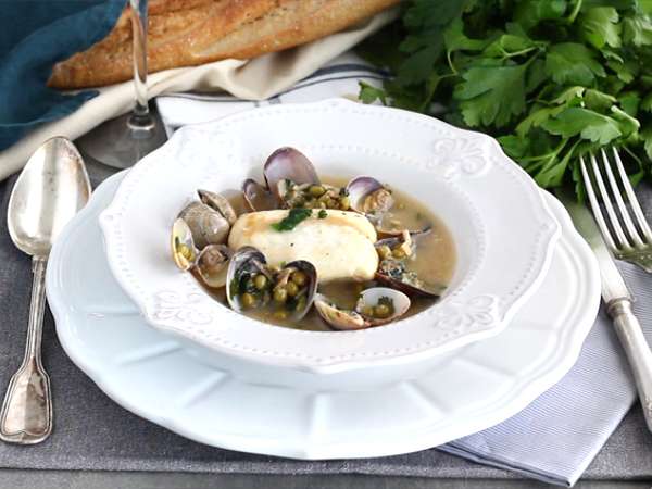 Dušeni oslič, školjke in grah - Priprava korak 5