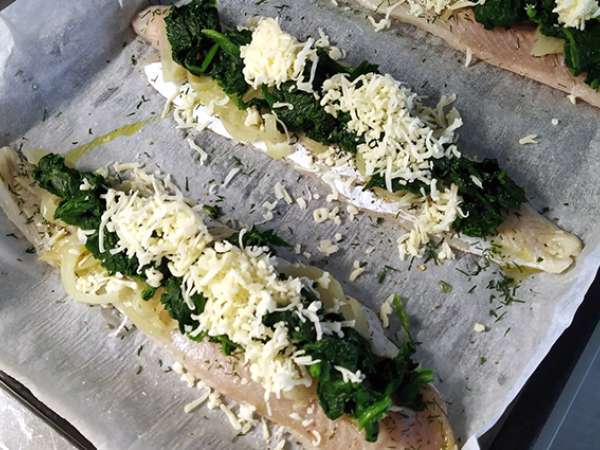 Oslič v listnatem testu s špinačo - Priprava korak 4