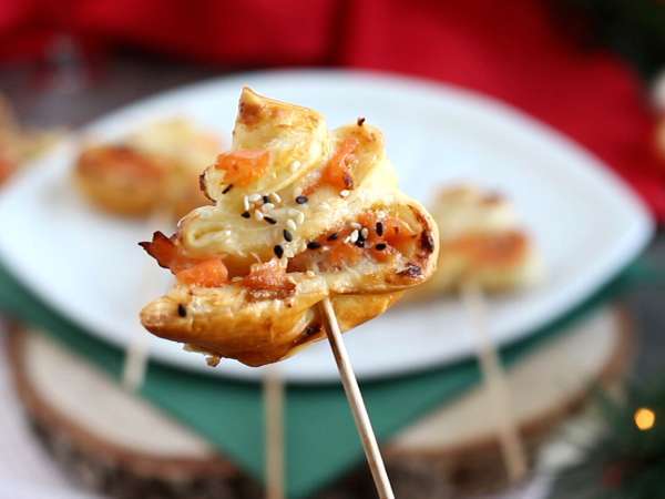 Ele iz listnatega testa z dvema vrstama lososa - Priprava korak 7