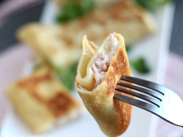 Palačinke, polnjene z bešamelno omako, sirom in šunko - Priprava korak 11