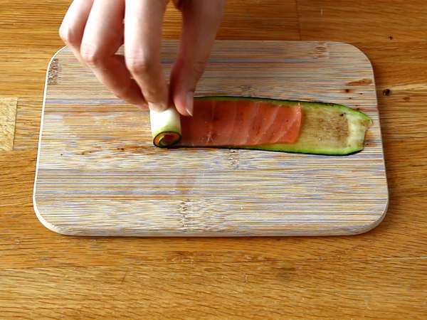 Zvitki iz bučk in dimljenega lososa - Priprava korak 5