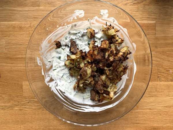 Solata iz kumar in hrustljavega krompirja - Priprava korak 6