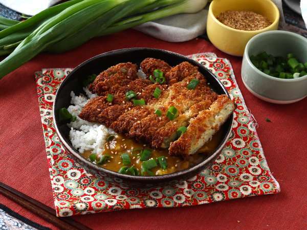 Bakan s panko drobtinami, japonski kari v slogu katsu, vendar vegetarijanski - Priprava korak 17