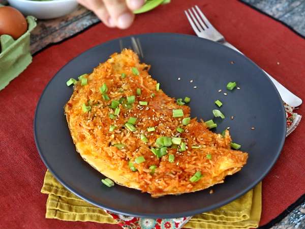 Omleta s hrustljavim rižem in sojinim fižolom, začinjen obrok, ki je hiter in brez odpadkov! - Priprava korak 7