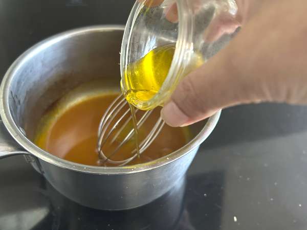 Karpačo iz pokrovač z vinaigretom iz citrusov in pistacijami, elegantna in enostavna predjed. - Priprava korak 3