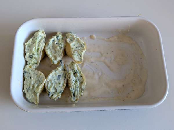 Conchiglioni, polnjeni z rikoto, bučkami in limono: kremasti in au gratin v pečici - Priprava korak 7