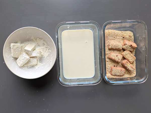 Hrustljavi tofu nuggeti in zelena fižol po tajski recepturi, pripravljeni v zračni fritezi - Priprava korak 4