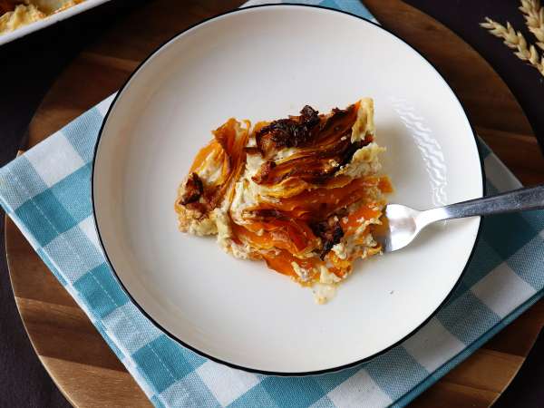Gratin iz buče butternut v Air Fryerju po vzoru gratina dauphinois - Priprava korak 8