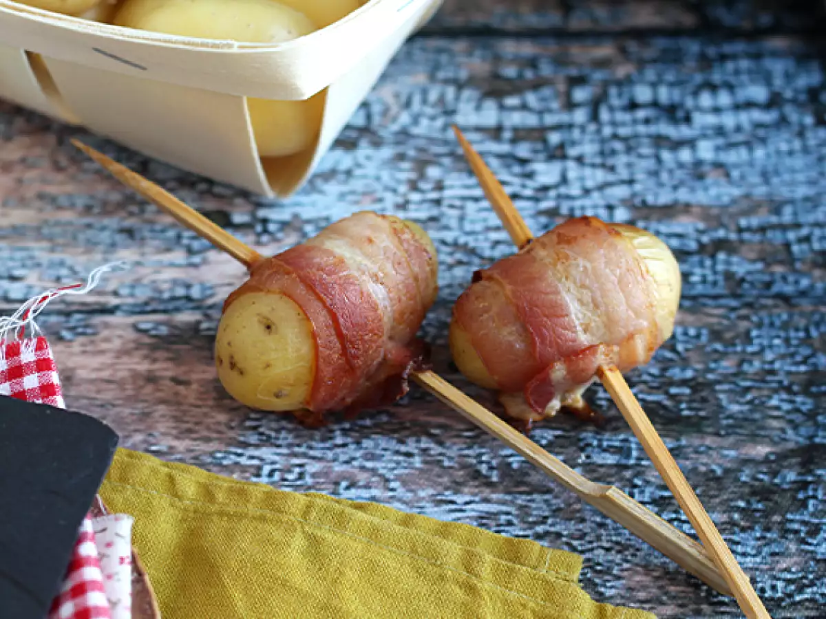 Aperitivna nabodala iz krompirja in dimljene slanine - fotografija 2