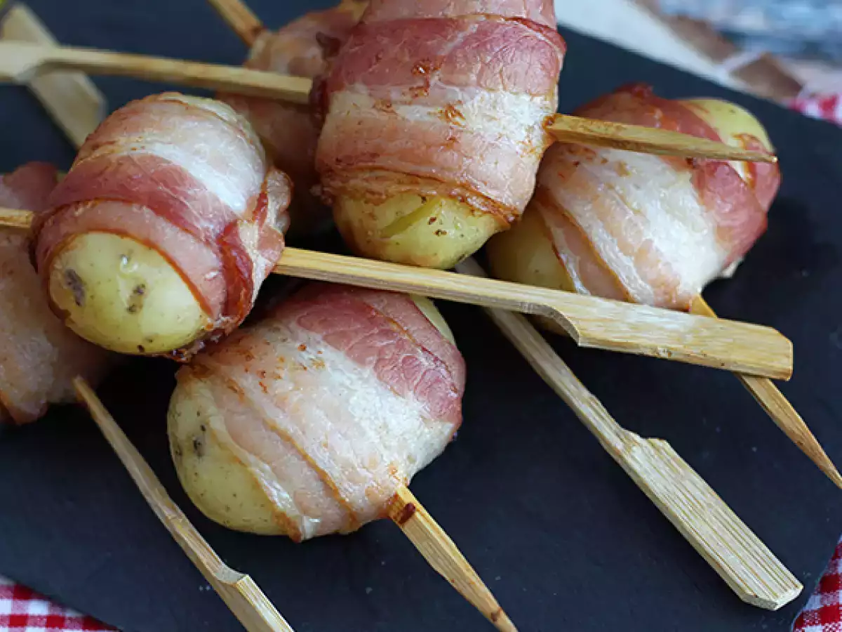 Aperitivna nabodala s krompirjem in dimljeno slanino - fotografija 4