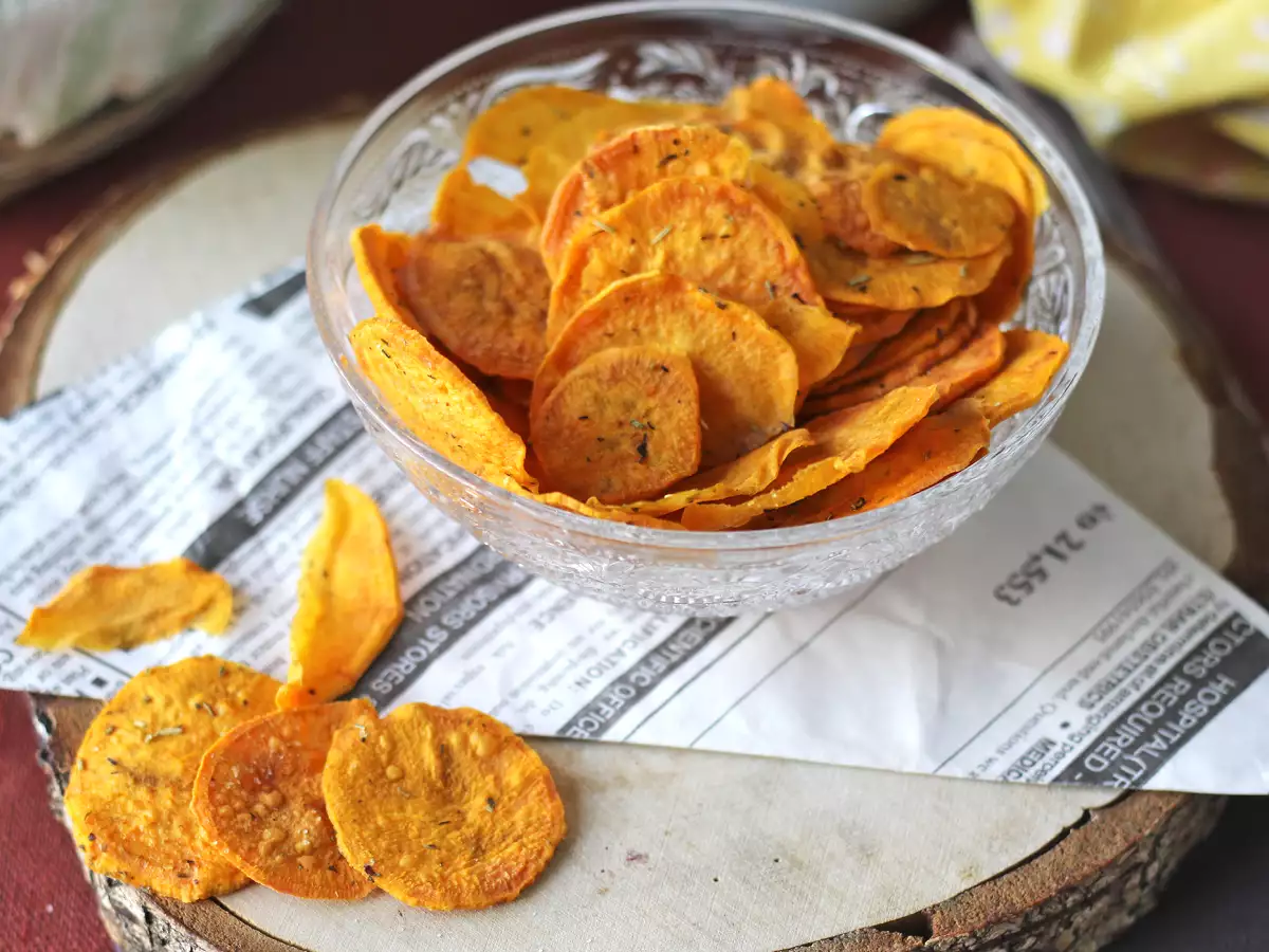 Čips iz sladkega krompirja za mikrovalovno pečico - fotografija 2