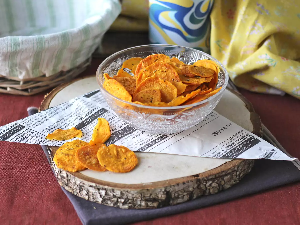 Čips iz sladkega krompirja za mikrovalovno pečico - fotografija 3