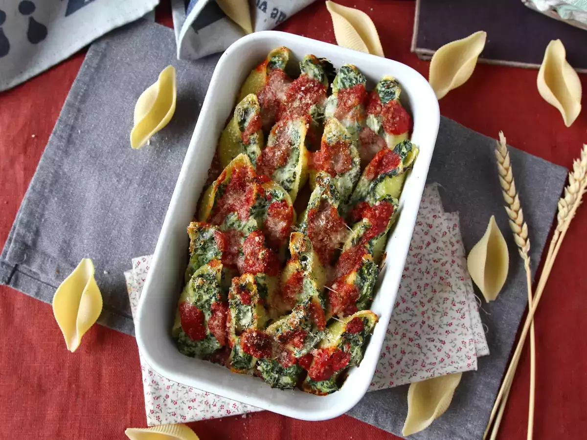 Conchiglioni, polnjeni z rikoto in špinačo: neustavljiva vegetarijanska jed iz pečice - fotografija 6