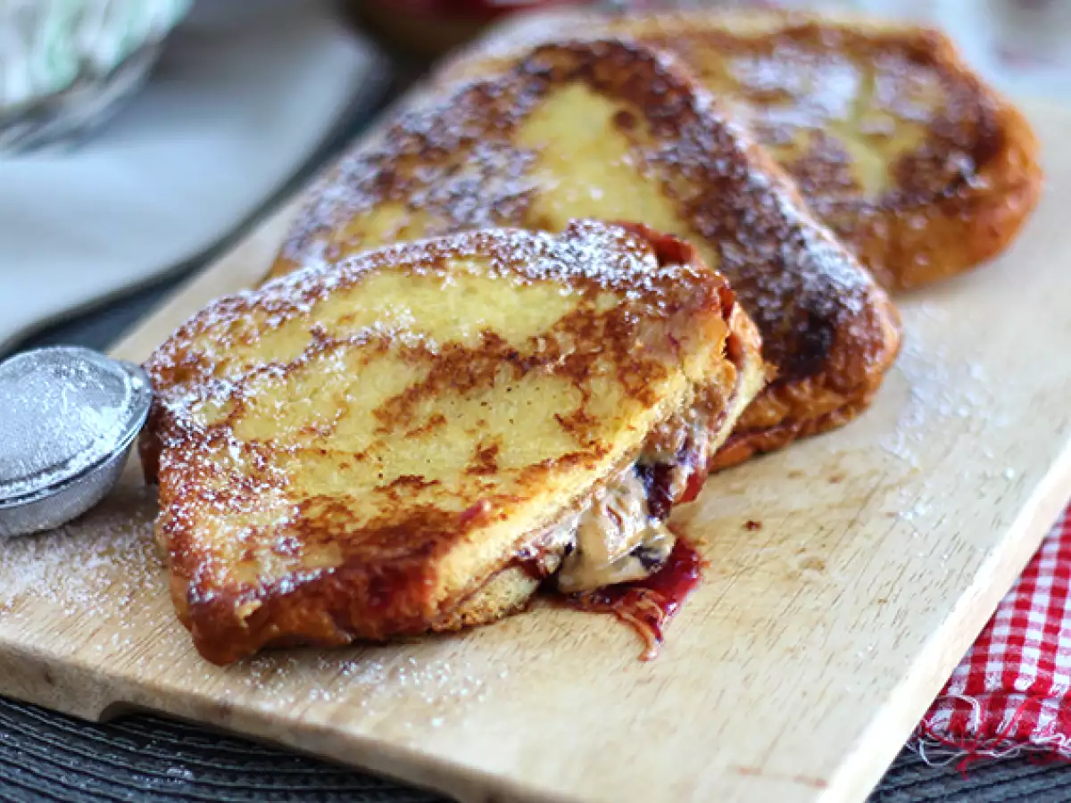 Francoski toast z arašidovim maslom in marmelado - fotografija 4