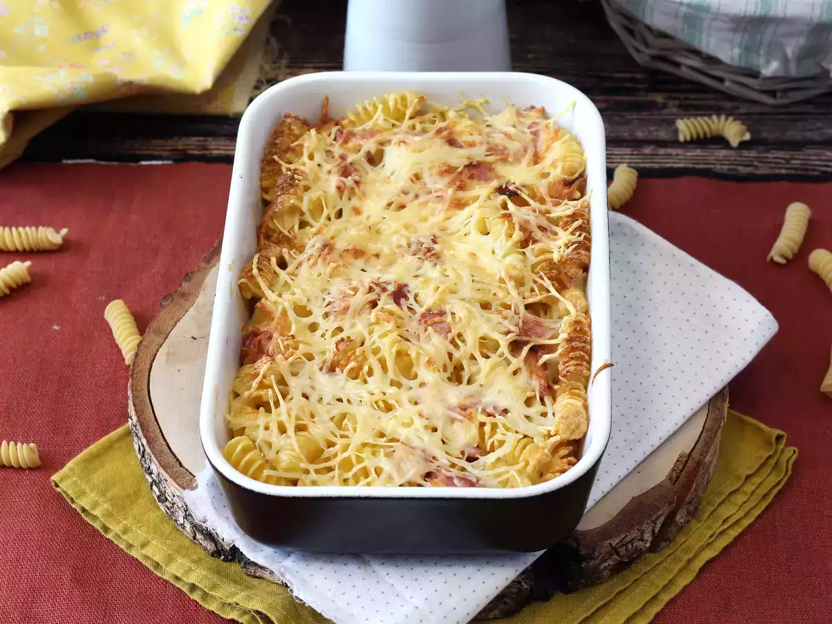 Gratin iz testenin s šunko in sirom v sušilniku airfryer - fotografija 4