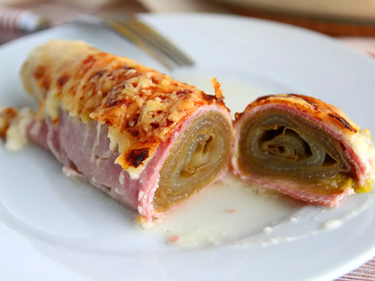 Gratiniran vitlof s šunko