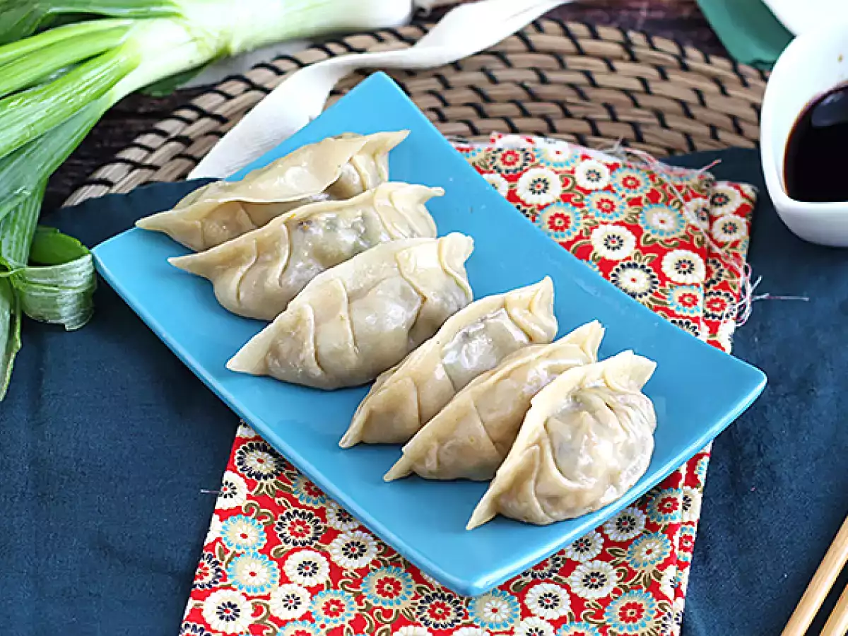 Gyozas s piščancem, korenčkom in gobami - fotografija 2