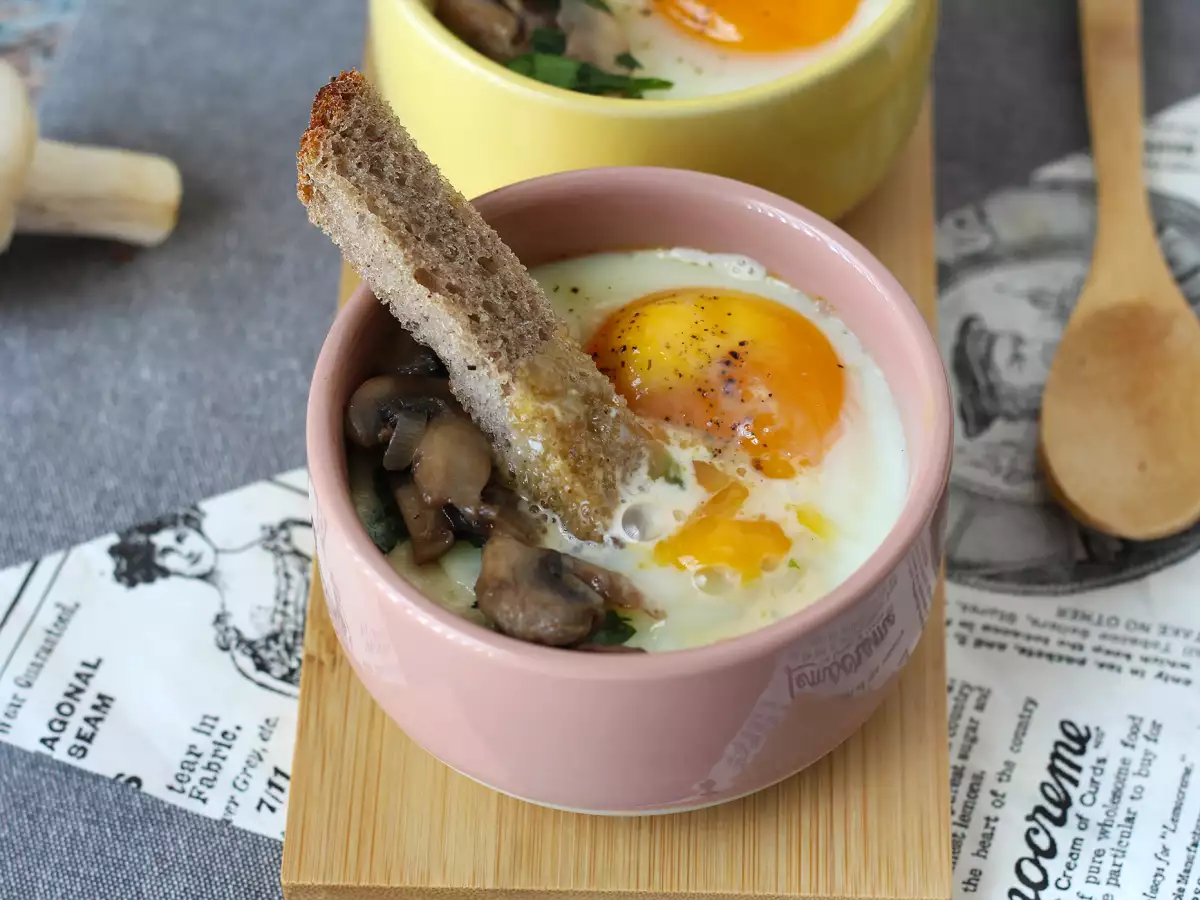 Jajca cocotte z gobami: hiter in izjemno tolažilen recept! - fotografija 2