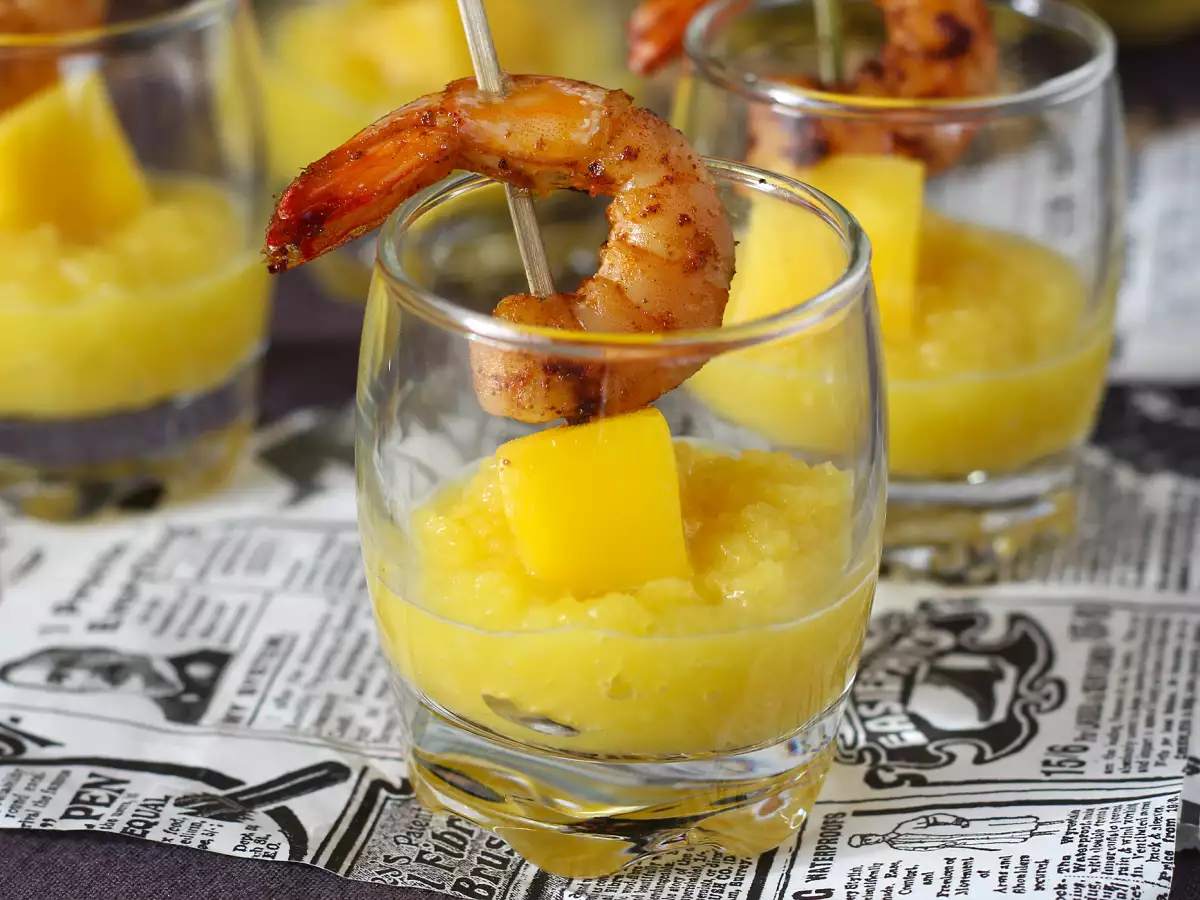 Kozarčki s kozicami in mangom za sladko-slani aperitiv - fotografija 2