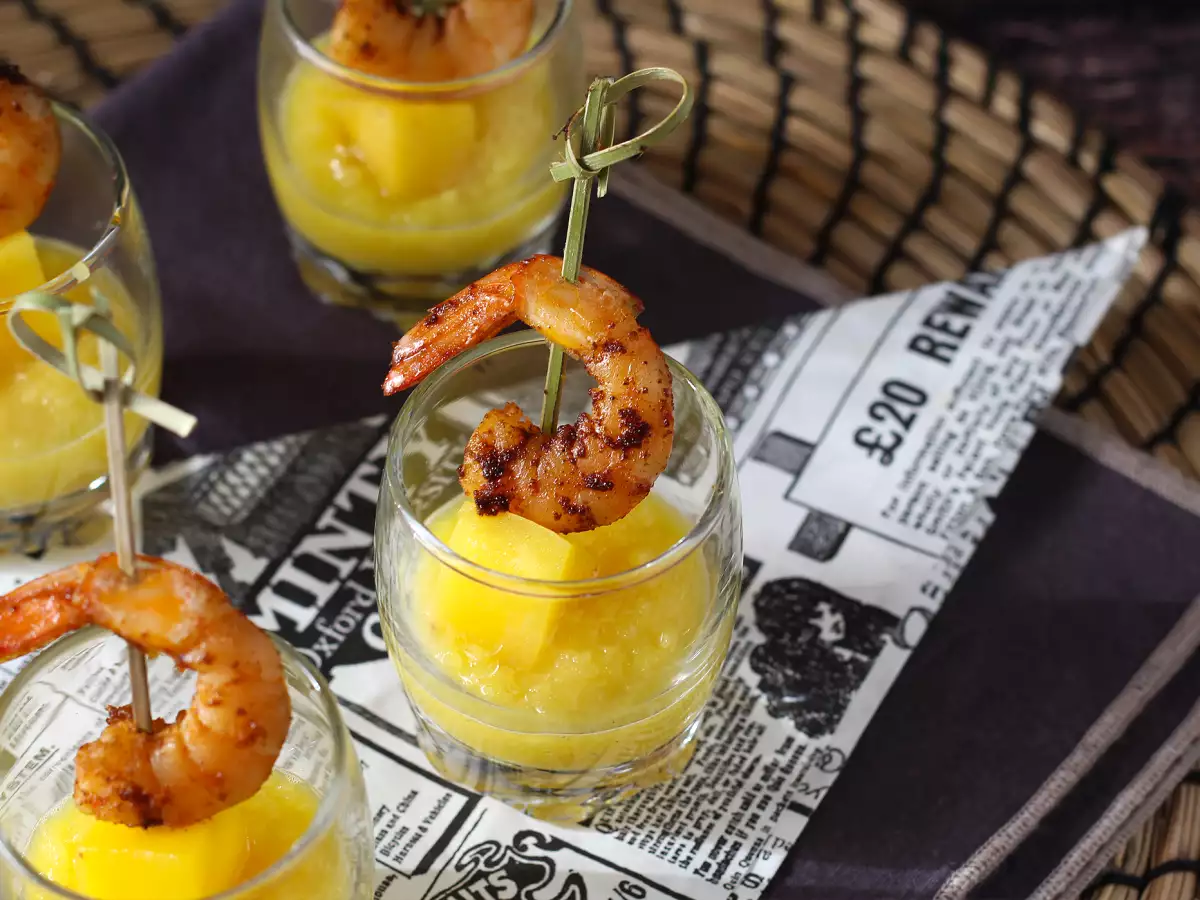 Kozarčki s kozicami in mangom za sladko-slani aperitiv - fotografija 4