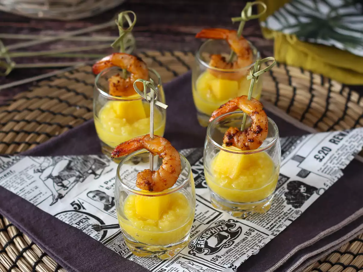 Kozarčki s kozicami in mangom za sladko-slani aperitiv - fotografija 5