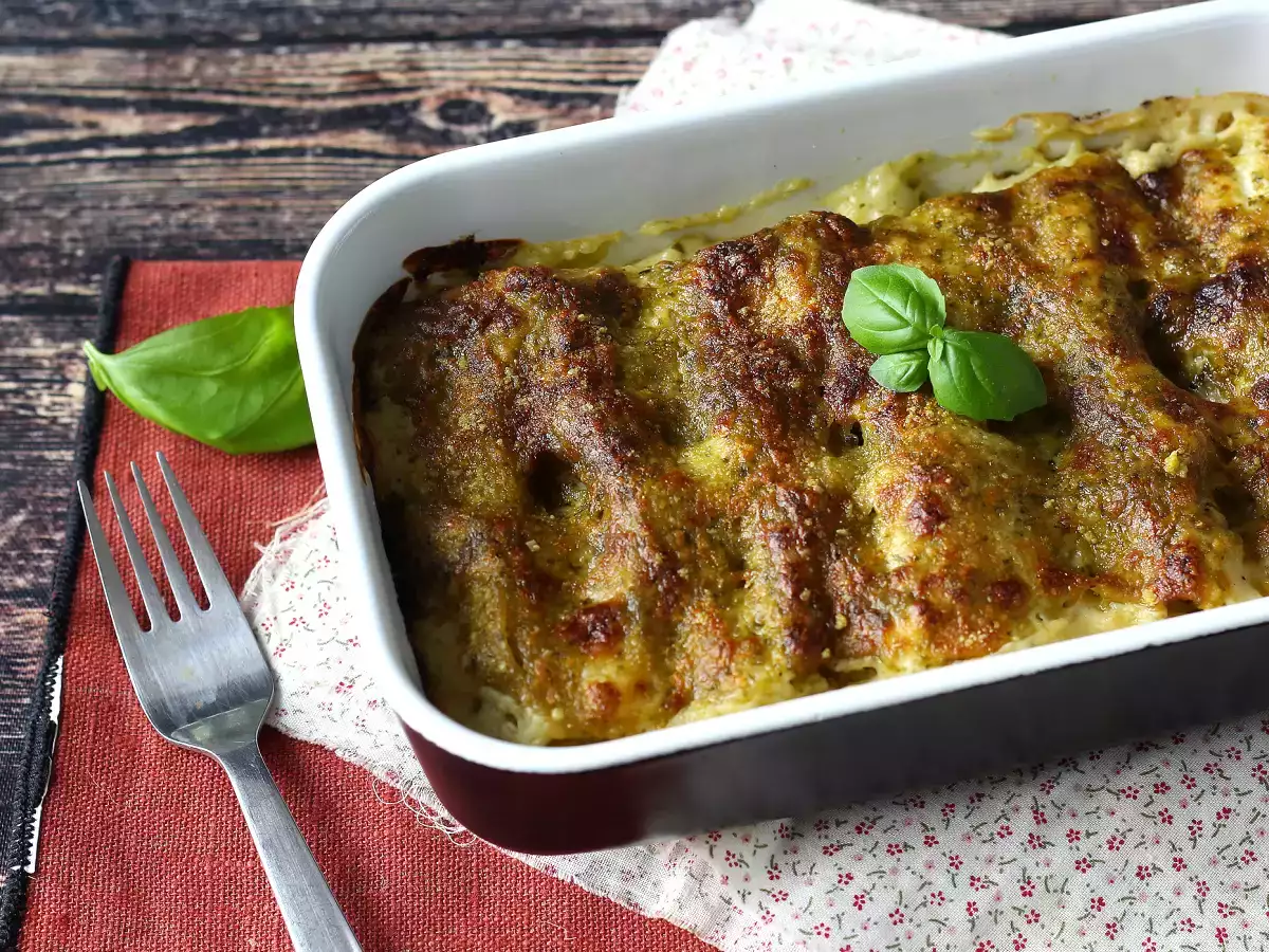 Kremni pesto cannelloni au gratin: enostaven in okusen recept - fotografija 3