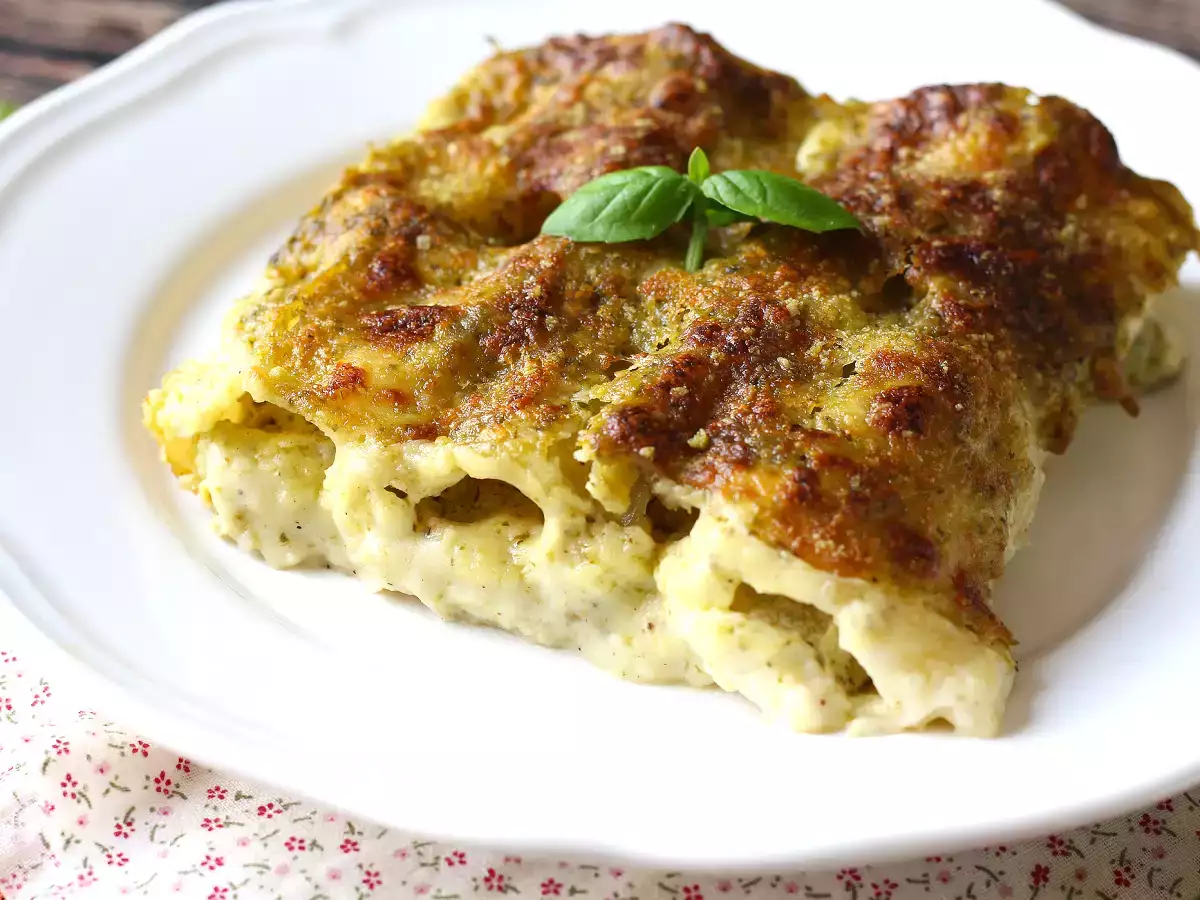 Kremni pesto cannelloni au gratin: enostaven in okusen recept - fotografija 6