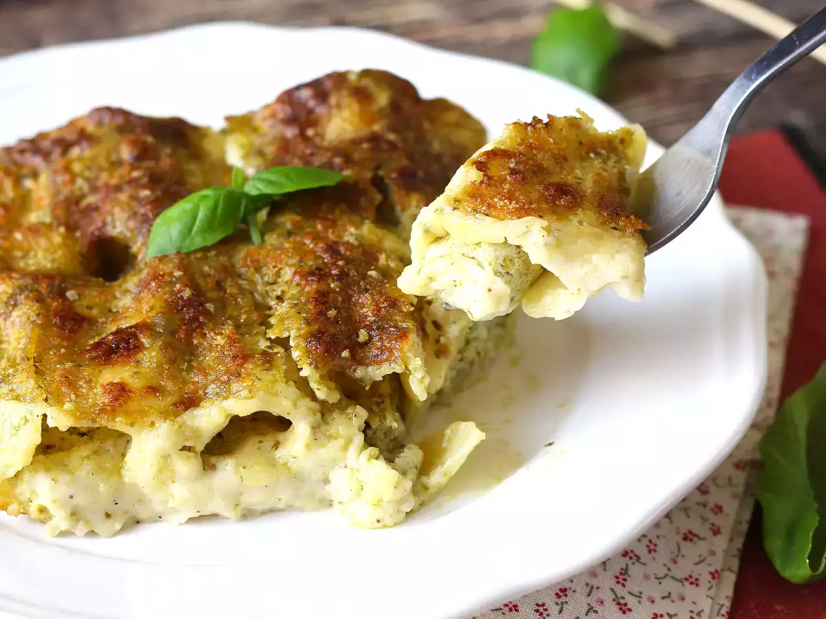 Kremni pesto cannelloni au gratin: enostaven in okusen recept - fotografija 7