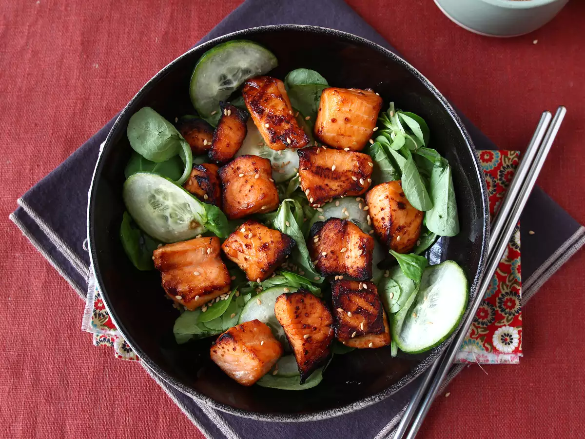 Lososovi grižljaji v zračnem cvrtniku z azijsko marinado - fotografija 3