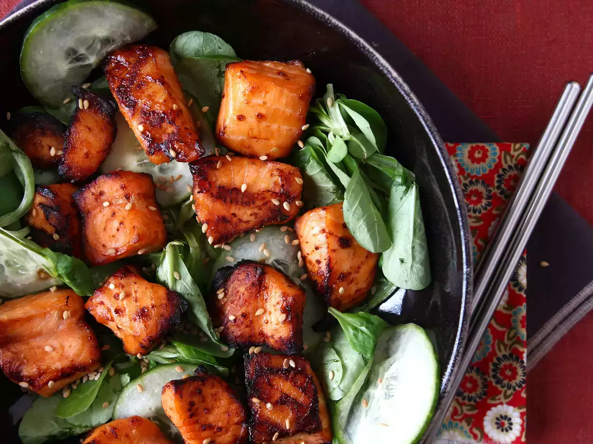 Lososovi grižljaji v zračnem cvrtniku z azijsko marinado - fotografija 4