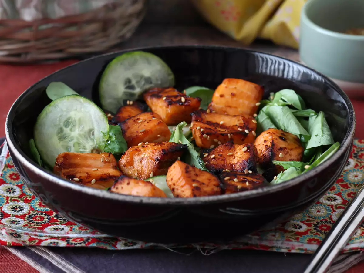 Lososovi grižljaji v zračnem cvrtniku z azijsko marinado - fotografija 5