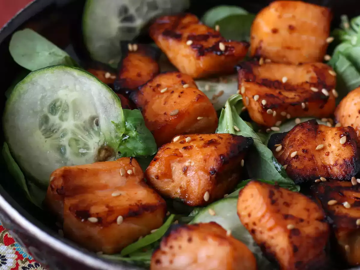 Lososovi grižljaji v zračnem cvrtniku z azijsko marinado - fotografija 6