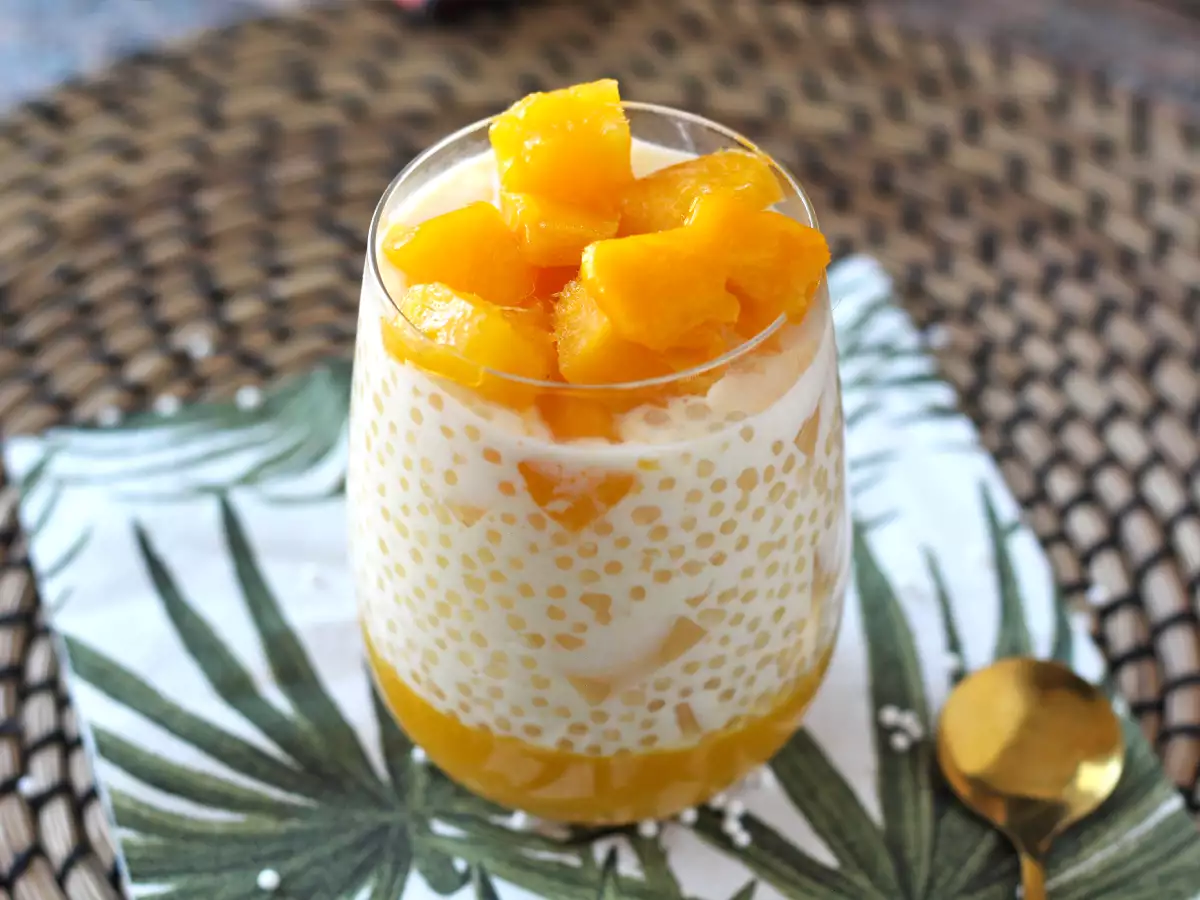 Mango sago, azijska sladica s tapiokom in mangom, ki osvoji s svojo preprostostjo. - fotografija 4
