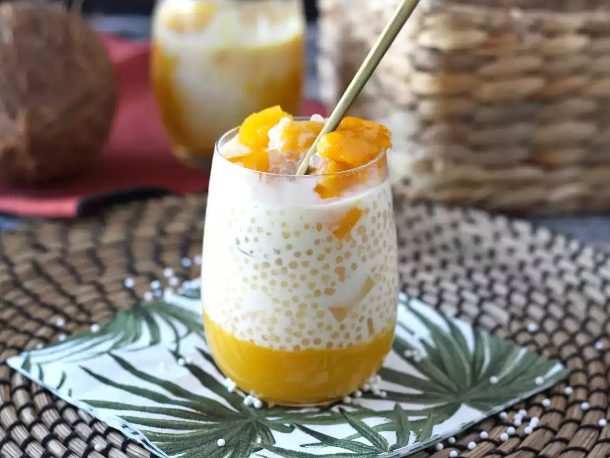Mango sago, azijska sladica s tapiokom in mangom, ki osvoji s svojo preprostostjo. - fotografija 5