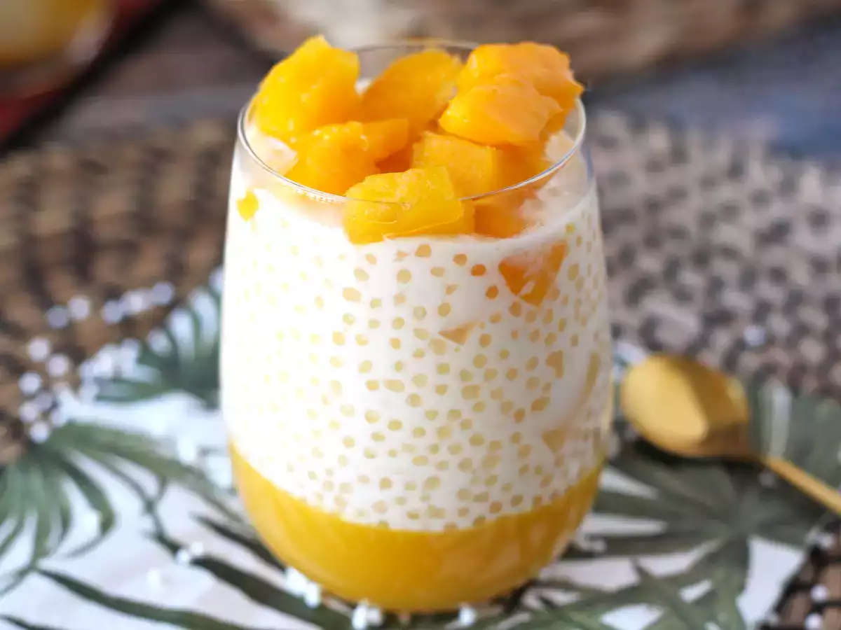 Mango sago, azijska sladica s tapiokom in mangom, ki osvoji s svojo preprostostjo. - fotografija 6