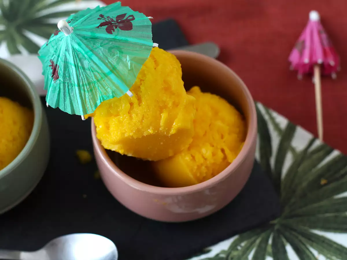 Mangov sorbet z limeto iz samo 3 sestavin, pripravljen v 5 minutah! - fotografija 4