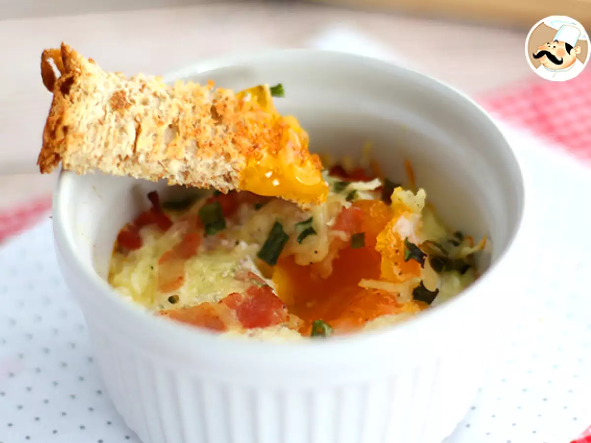 Oeufs cocotte s slanino in drobnjakom, hiter recept - fotografija 4