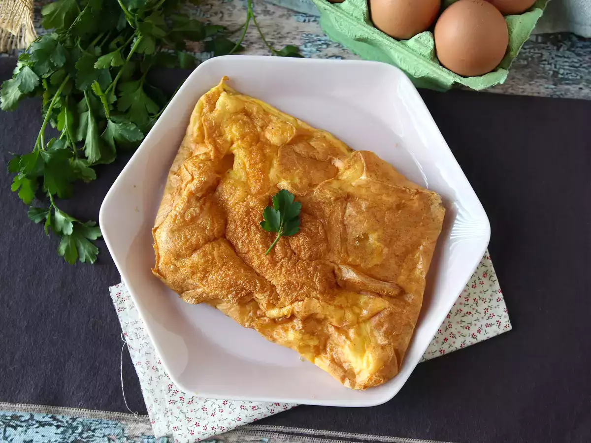 Omleta v zračnem cvrtniku, lahek recept, ne da bi umazali karkoli v kuhinji! - fotografija 5