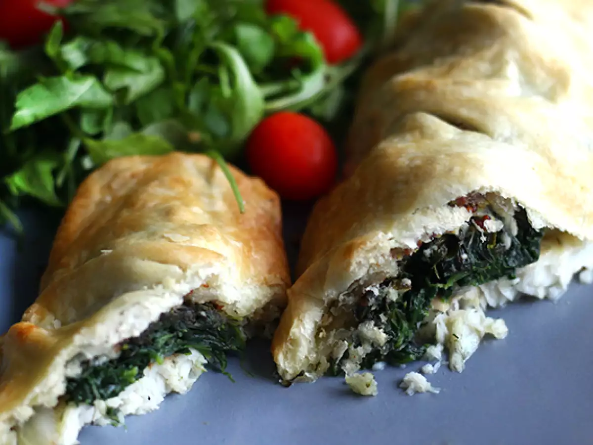 Oslič v listnatem testu s špinačo - fotografija 3