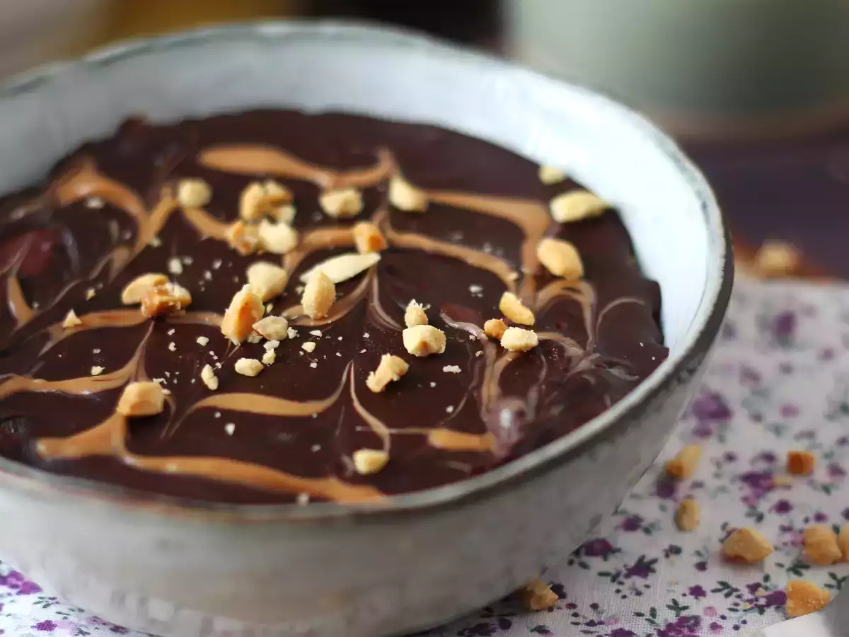 Ovseni kosmiči čez noč rdeče sadje in čokolada, zdrav in nasiten zajtrk! - fotografija 4